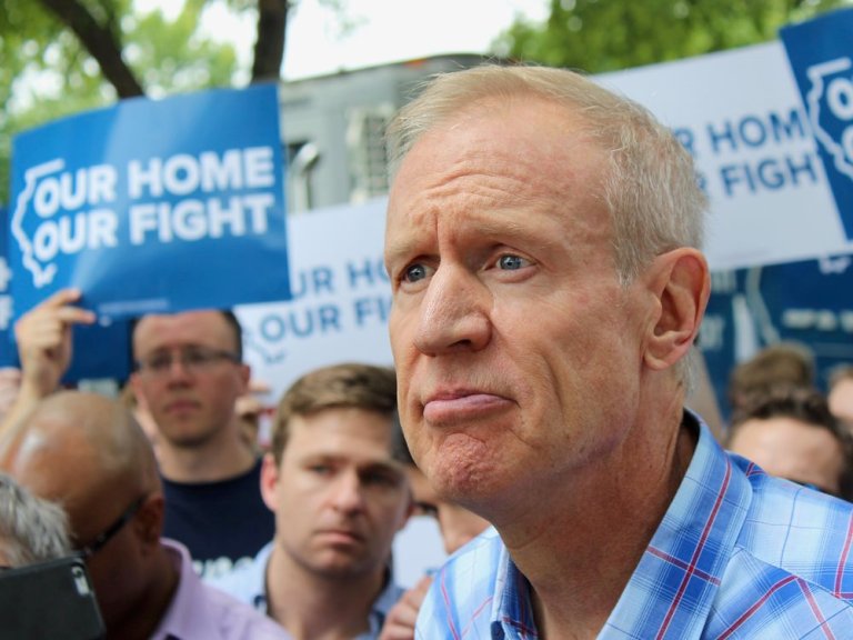  Gov. Rauner doesn’t like the state paying to expand Medicaid, but offers no alternative but for workers to get jobs with health care. (One Illinois/Ted Cox) 