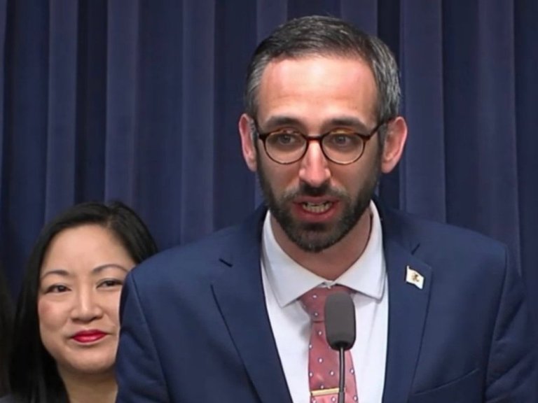 State Reps. Theresa Mah and Will Guzzardi at Thursday’s announcement of the Progressive Caucus. (Twitter/BlueRoomStream)